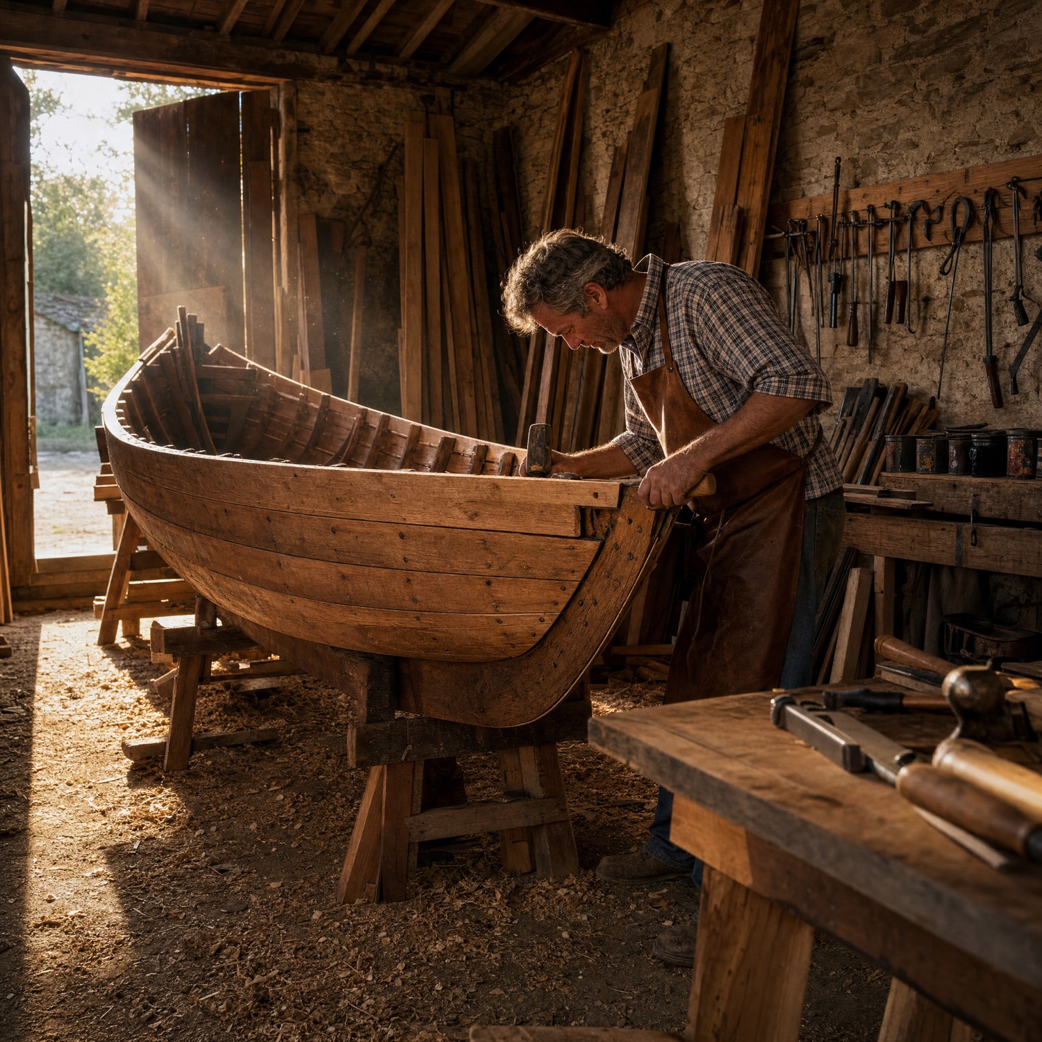L'atelier de restauration navale de Biganos, bénévoles au travail